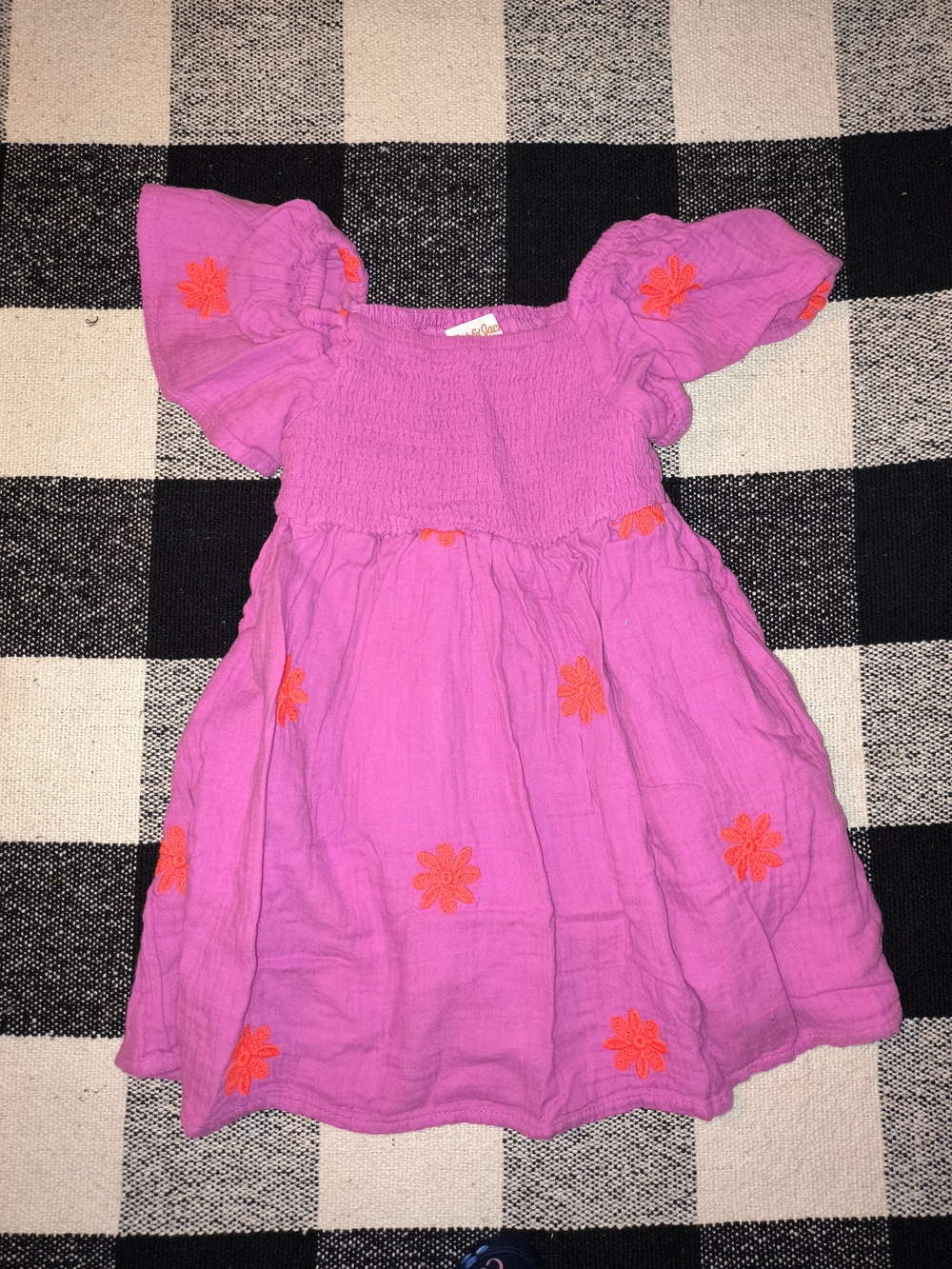 Cat & Jack Purple Dress with Orange Floral Embroidery